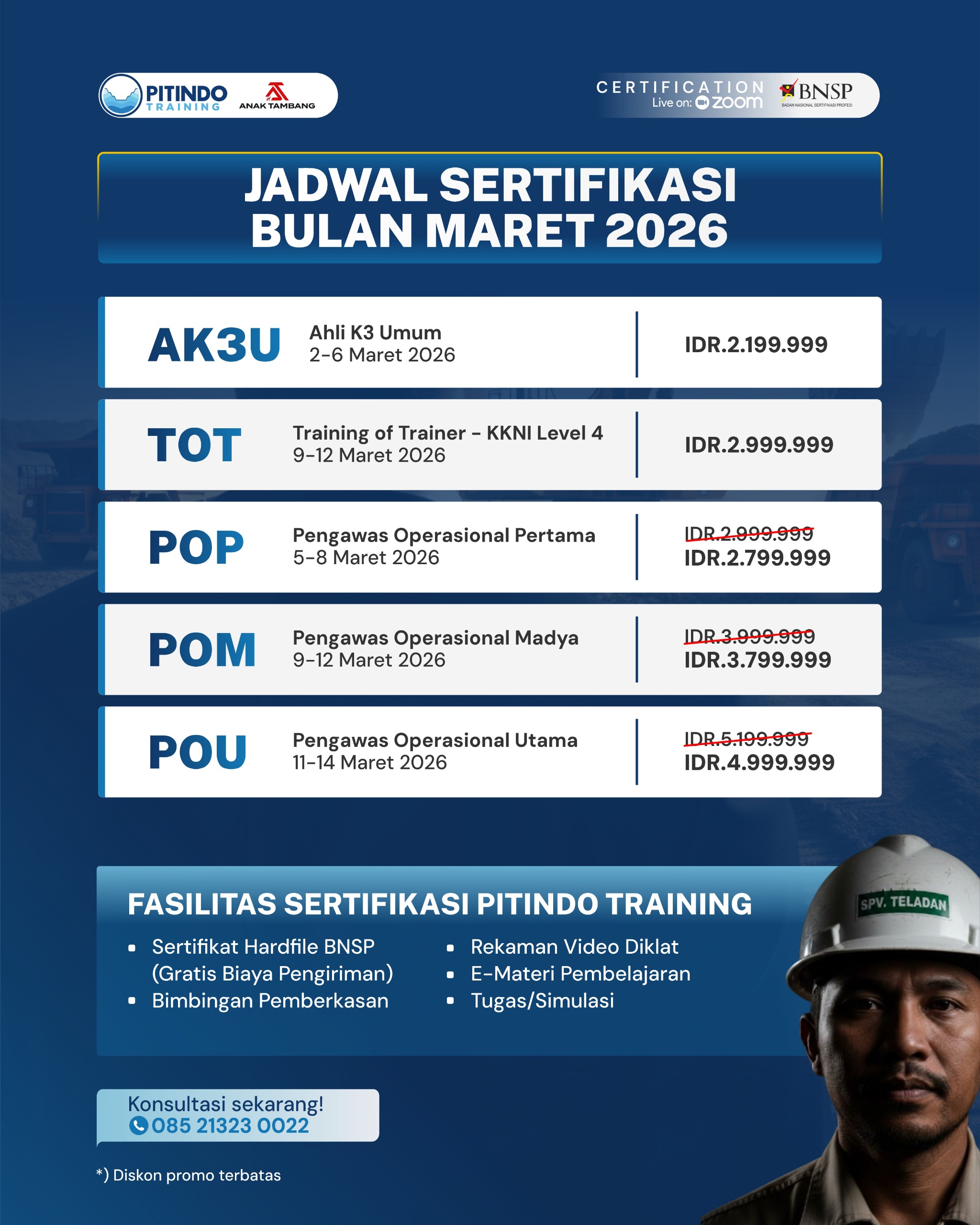 Jadwal Sertifikasi Maret Pitindo