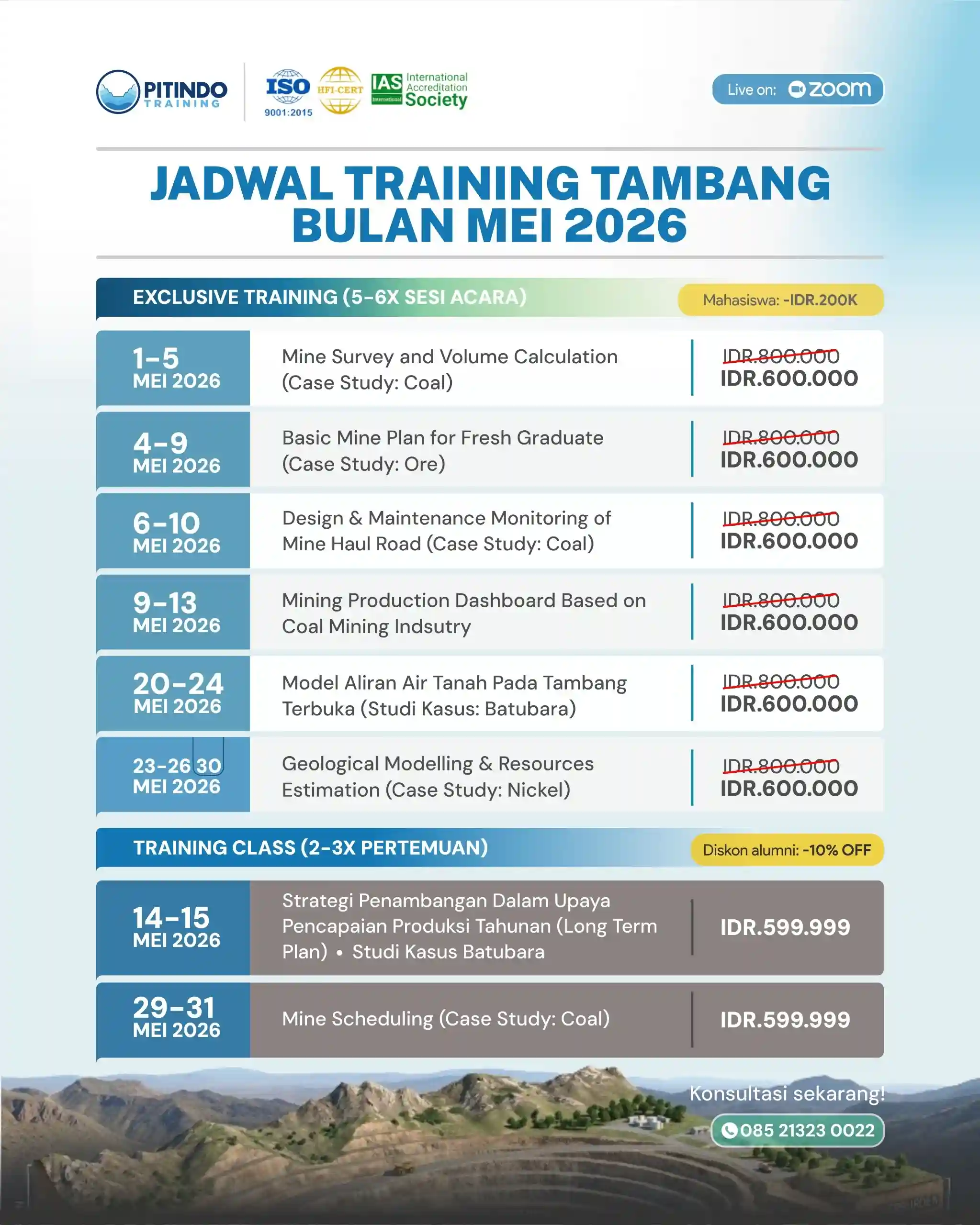 Jadwal Training Tambang Mei 2026