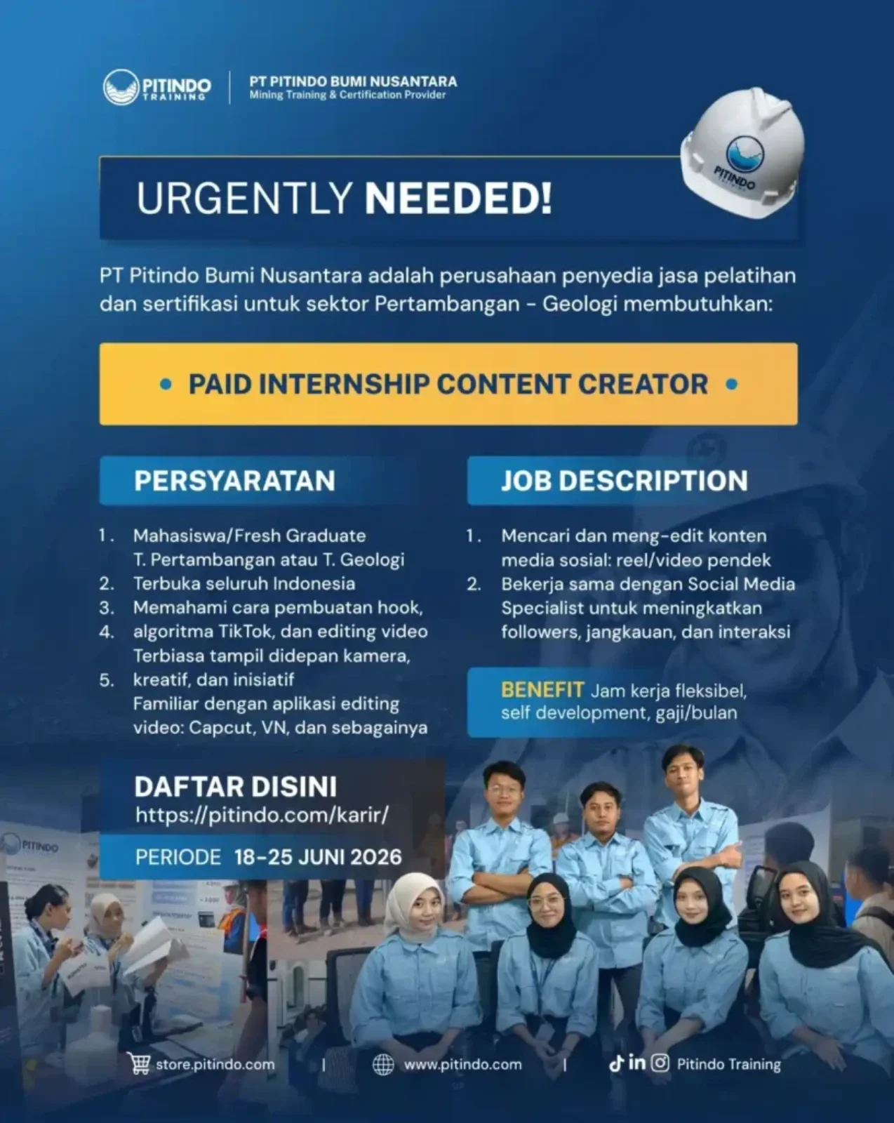 Paid Internship Content Creator 18 - 21 Juni 2026
