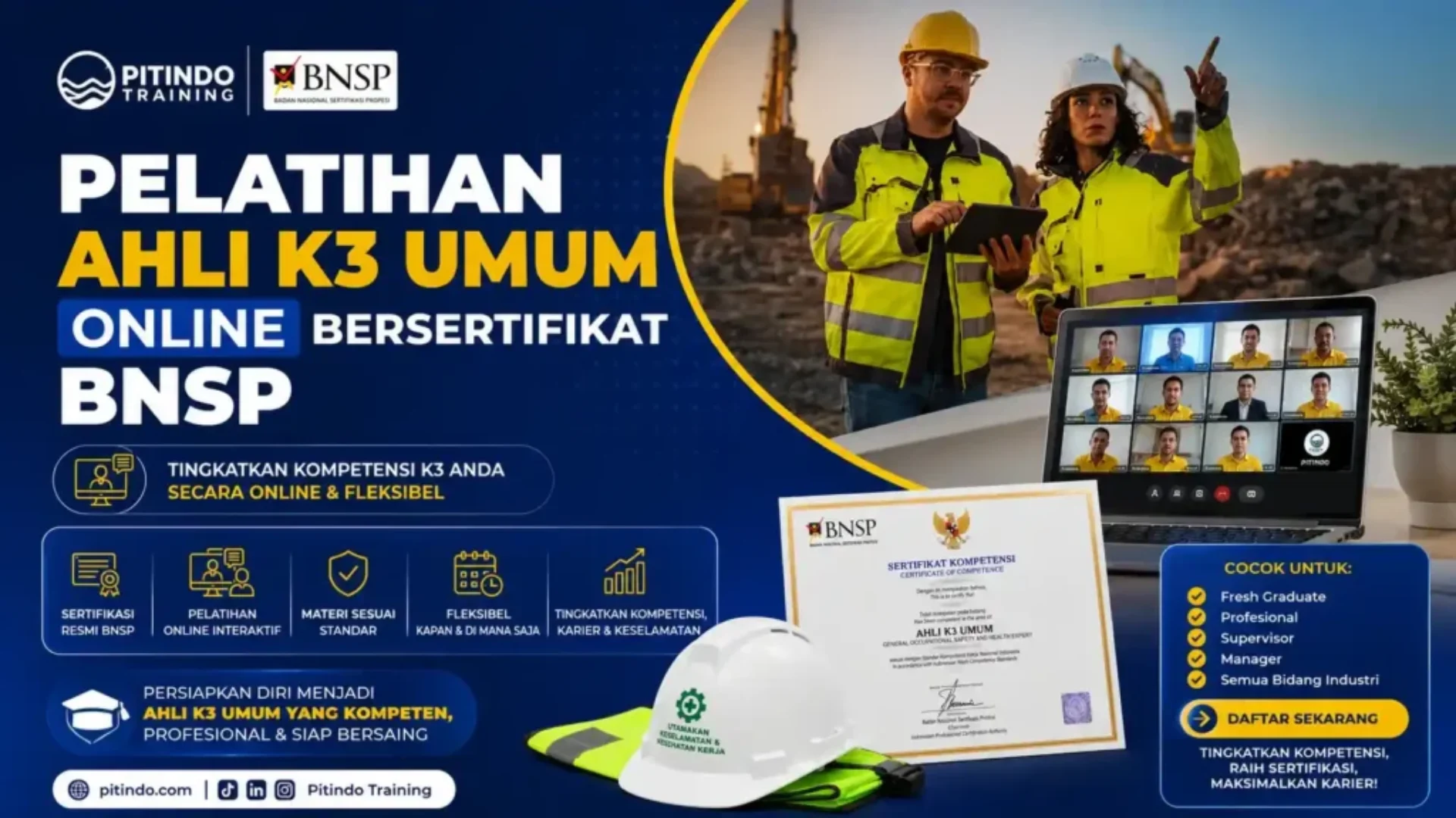 Pelatihan Ahli K3 Umum Online Bersertifikat BNSP Resmi
