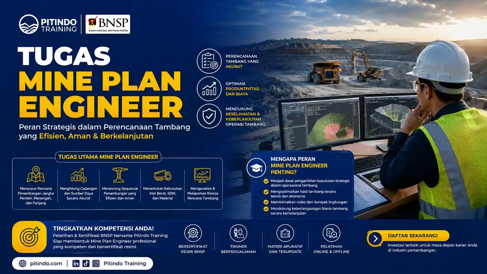 Tugas utama seorang Mine Plan Engineer